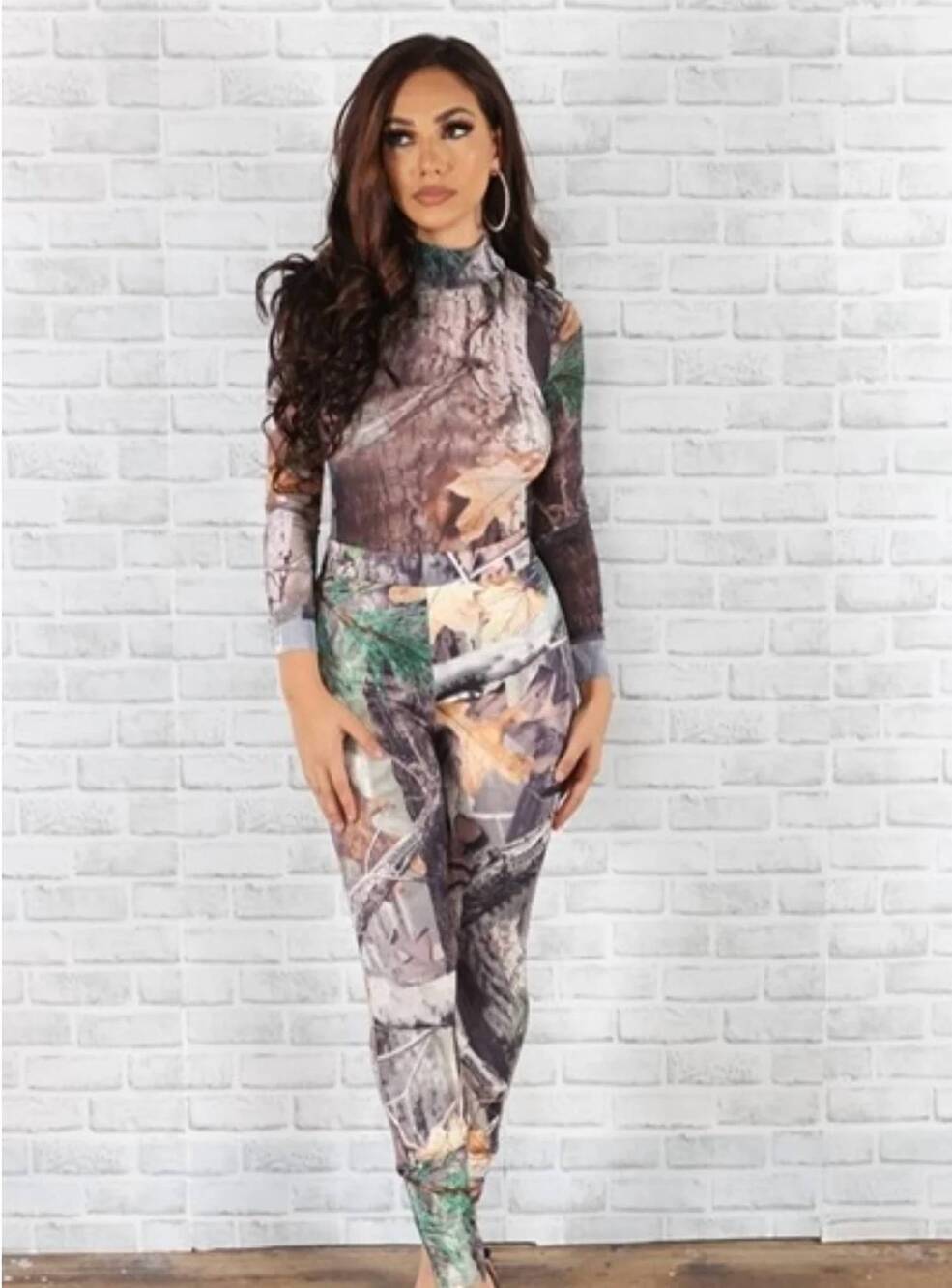 NEW JIREH CLOTHING lala leaf printing long sleeved set in multicolor